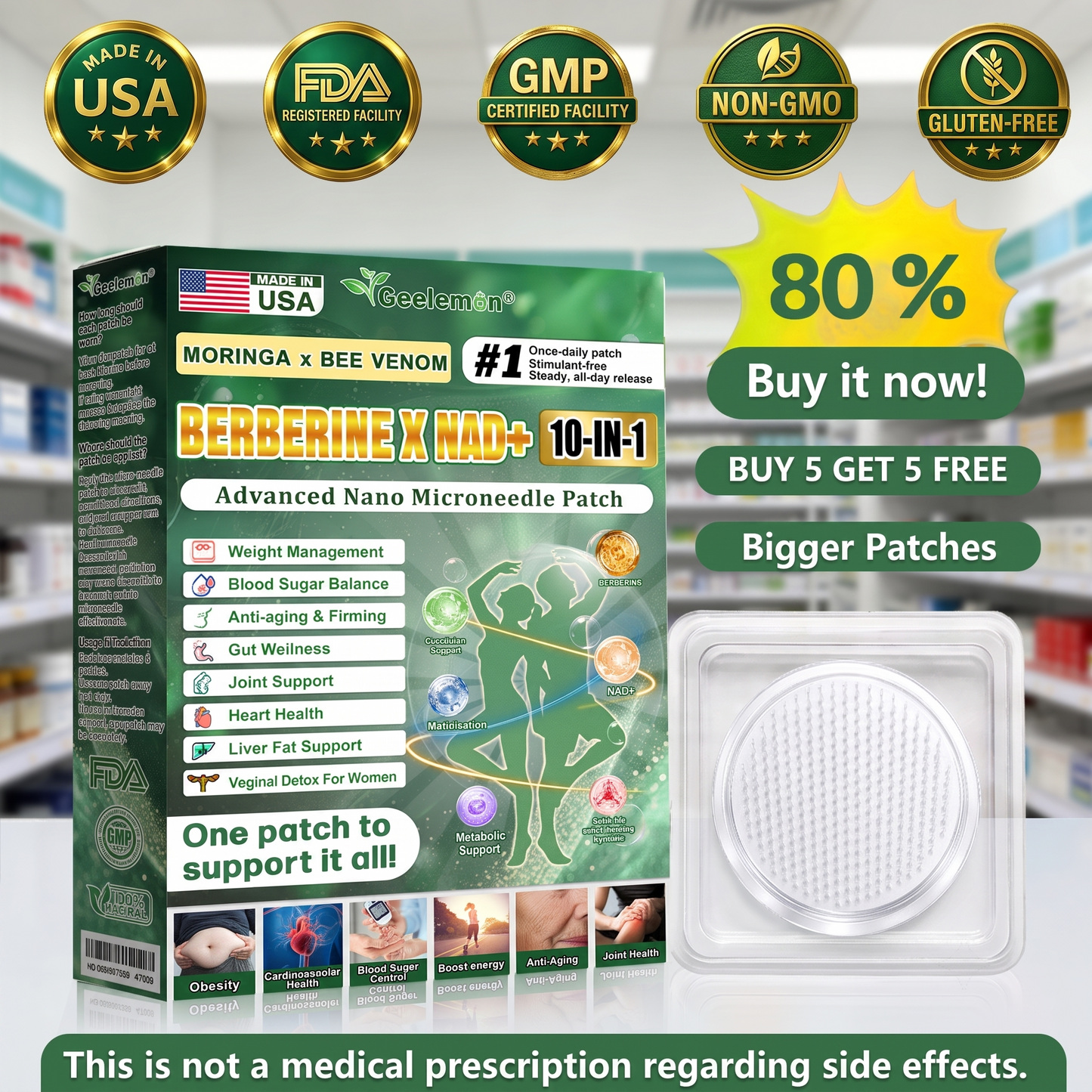 𝐎𝐟𝐟𝐢𝐜𝐢𝐚𝐥 𝐒𝐭𝐨𝐫𝐞 🇺🇸  | 🧑‍⚕️🩺 𝐆𝐞𝐞𝐋𝐞𝐦𝐨𝐧® Moringa · Berberine × NAD+ 𝟏𝟎-𝐢𝐧-𝟏 𝐀𝐝𝐯𝐚𝐧𝐜𝐞𝐝 𝐍𝐚𝐧𝐨 𝐌𝐢𝐜𝐫𝐨𝐧𝐞𝐞𝐝𝐥𝐞 𝐏𝐚𝐭𝐜𝐡 — 𝐎𝐧𝐜𝐞 𝐃𝐚𝐢𝐥𝐲, 𝐕𝐢𝐬𝐢𝐛𝐥𝐞 𝐑𝐞𝐬𝐮𝐥𝐭𝐬 𝐢𝐧 𝟕 𝐃𝐚𝐲𝐬