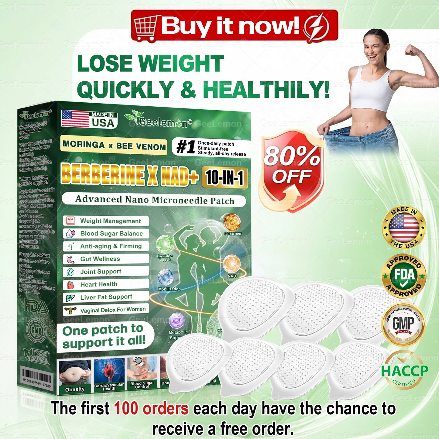 𝐎𝐟𝐟𝐢𝐜𝐢𝐚𝐥 𝐒𝐭𝐨𝐫𝐞 🇺🇸  | 🧑‍⚕️🩺 𝐆𝐞𝐞𝐋𝐞𝐦𝐨𝐧® Moringa · Berberine × NAD+ 𝟏𝟎-𝐢𝐧-𝟏 𝐀𝐝𝐯𝐚𝐧𝐜𝐞𝐝 𝐍𝐚𝐧𝐨 𝐌𝐢𝐜𝐫𝐨𝐧𝐞𝐞𝐝𝐥𝐞 𝐏𝐚𝐭𝐜𝐡 — 𝐎𝐧𝐜𝐞 𝐃𝐚𝐢𝐥𝐲, 𝐕𝐢𝐬𝐢𝐛𝐥𝐞 𝐑𝐞𝐬𝐮𝐥𝐭𝐬 𝐢𝐧 𝟕 𝐃𝐚𝐲𝐬
